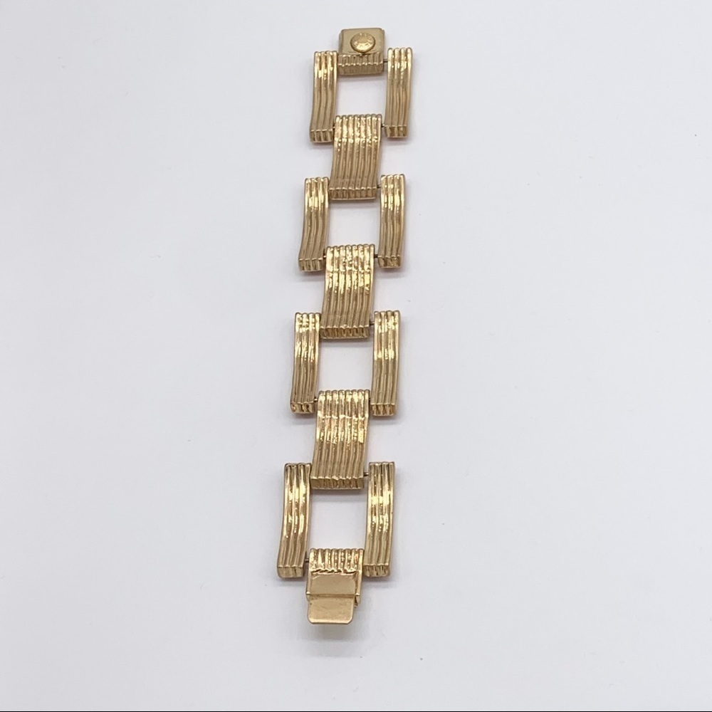 J. Crew Vintage Red & Peach Enamel Gold Bracelet - Picture 4 of 6